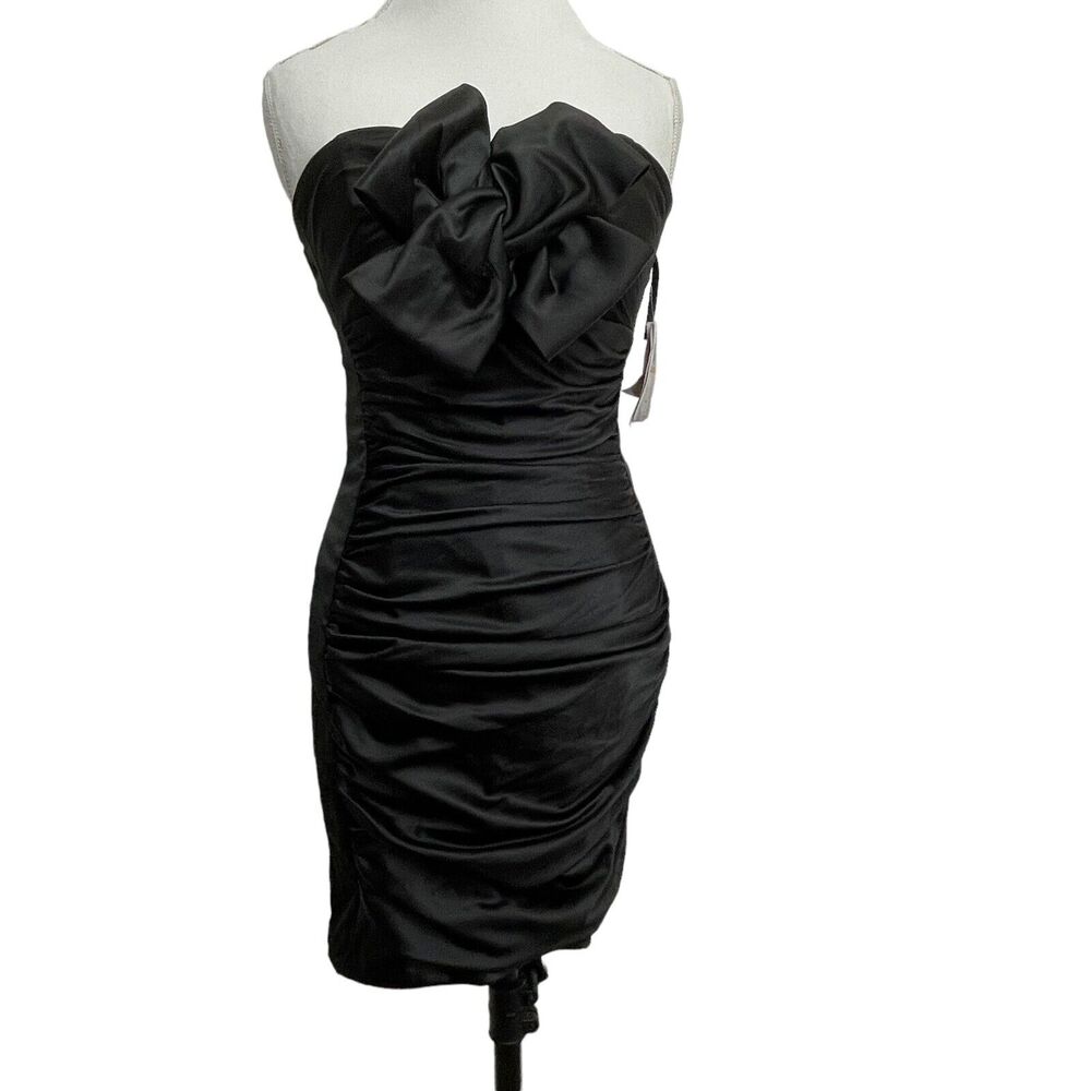 Y2K New Jessica McClintock Gunne Sax Strapless Dress 7 Body Con Ruching